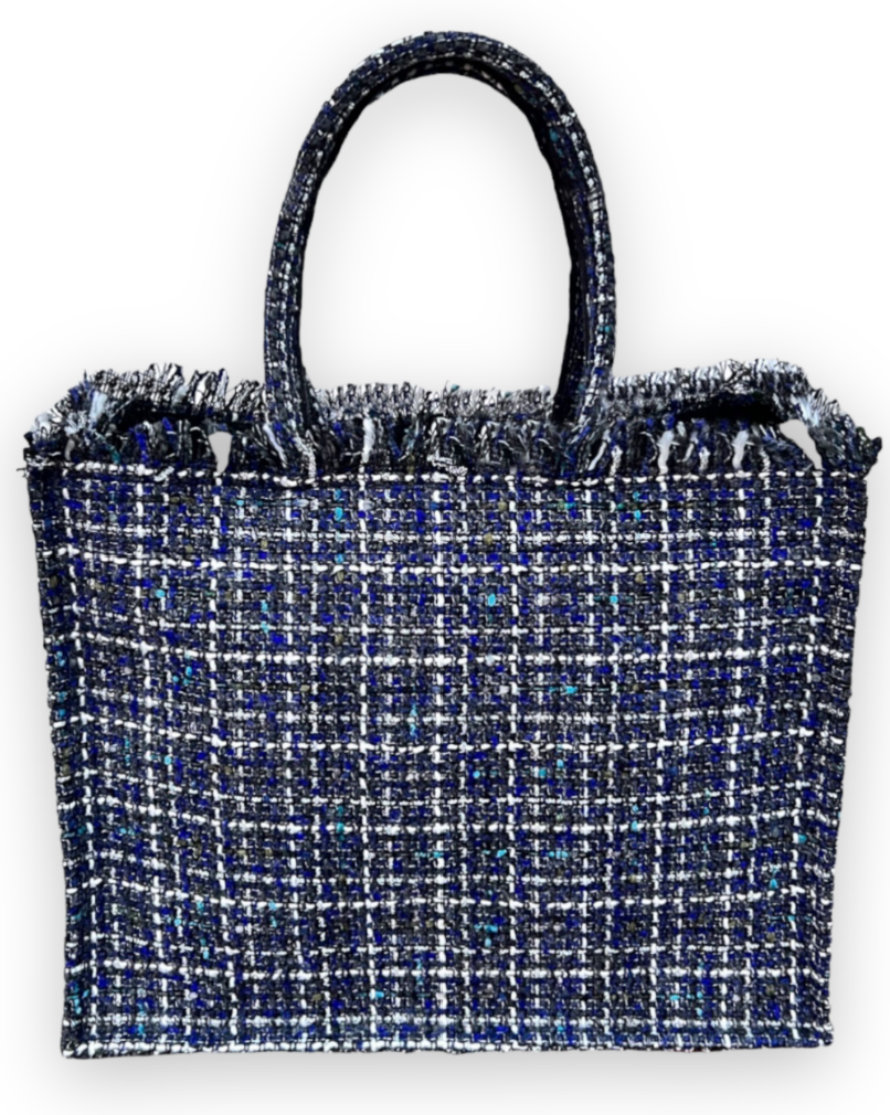 ROYAL BLUE BLACK TOTE BAG