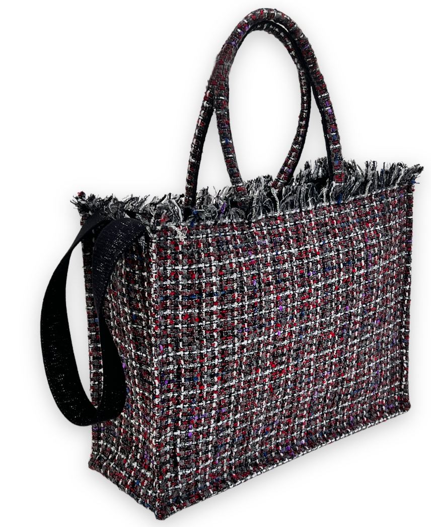 ROYAL GREY RED BLACK TOTE BAG